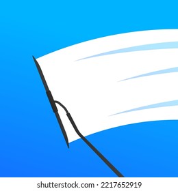Check that the wipers clear the windshield. Glass for wiping the windshield of a car. clean window, wiper blades, drops of water, snow. isolated on blue background. Vector illustration