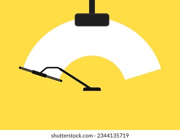 Check that the wipers clear the windshield. Glass for wiping the windshield of a car. clean window, wiper blades. car mirror. isolated on yellow background. Vector illustration