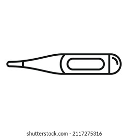 Compruebe el vector de contorno del icono del termómetro. Temperatura digital. Mano electrónica
