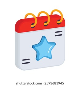 Check this amazing 3d style icon of calendar with a star on it