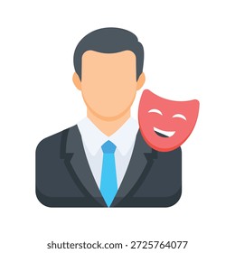Verifique este incrível ícone plano de empresário hipócrita, pronto para usar vetor