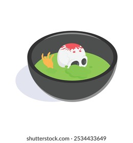 Check this amazing icon of halloween soup bowl in isometric style