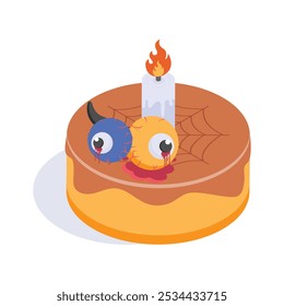 Check this amazing isometric icon of halloween cupcake