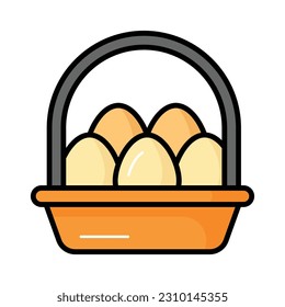 Check this amazing vector of eggs basket in modern style, ready to use icon