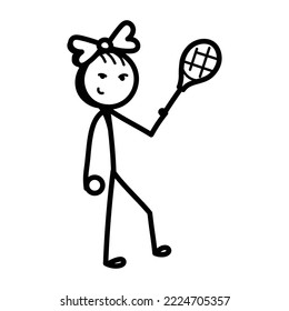 Check this badminton player stick figure, hand drawn icon 