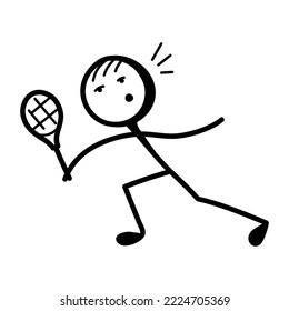 Check this badminton player stick figure, hand drawn icon 