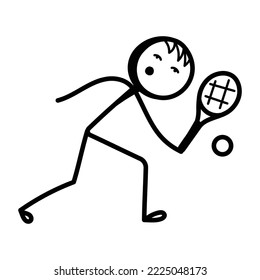 Comprobar esta figura de stick del jugador de badminton, icono dibujado a mano 