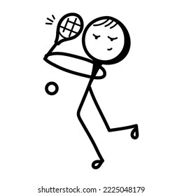 Check this badminton player stick figure, hand drawn icon 