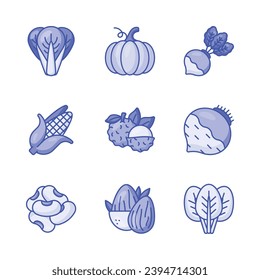 Check this beautiful and amazing fruit and vegetable icons set