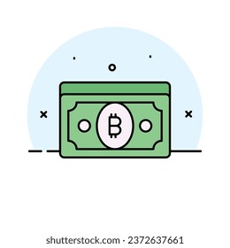 Check this beautiful icon of bitcoin banknote, paper currency, cryptocurrency