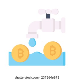 Check this beautiful icon of bitcoin faucet, editable vector design, money tap