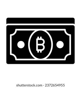 Check this beautiful icon of bitcoin banknote, paper currency, cryptocurrency