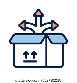 Compruebe este icono hermoso de la distribución del paquete, aislado en el fondo blanco