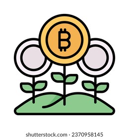 Check this beautiful vector of bitcoin farming in trendy style