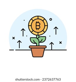 Check this beautiful vector of bitcoin farming in trendy style