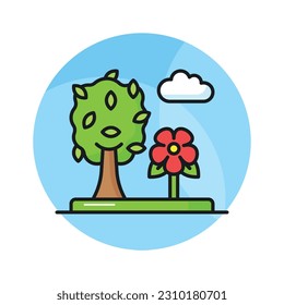 Check this beautifully designed icon of spring scene in editable style, ready to use icon