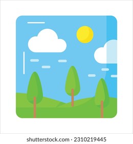 Dieses schön gestaltete Symbol der Frühlingsszene im bearbeitbaren Stil prüfen, sofort einsatzbereit, Symbol