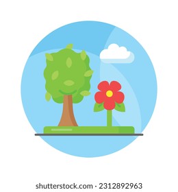 Check this beautifully designed icon of spring scene in editable style, ready to use icon
