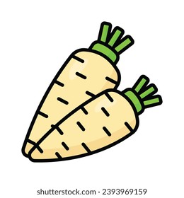 Check this beautifully designed icon of daikon in modern style