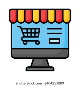 Check this beautifully designed icon of online shopping in trendy style