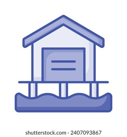 Check this beautifully designed icon of beach house in modern style
