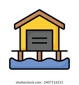 Check this beautifully designed icon of beach house in modern style