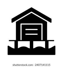 Check this beautifully designed icon of beach house in modern style