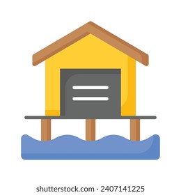Check this beautifully designed icon of beach house in modern style