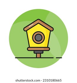 Check this beautifully designed vector of bird hose in editable style, nesting box of birds