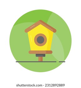 Check this beautifully designed vector of bird hose in editable style, nesting box of birds