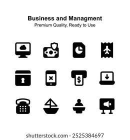 Compruebe este conjunto de iconos de negocios y administración cuidadosamente elaborados, Vectores premium
