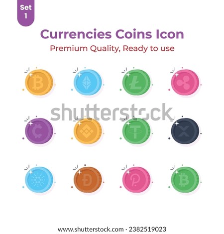 Check this carefully crafted cryptocurrency coins icons set, Digital currency coins vector design