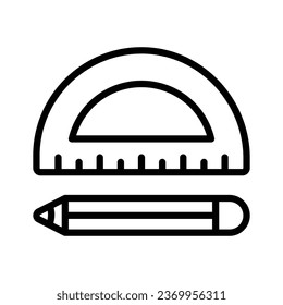 Check this carefully crafted icon of stationery, protractor with pencil vector design
