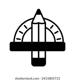 Check this carefully crafted icon of stationery, protractor with pencil vector design