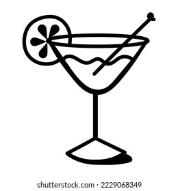 Check this cocktail icon designed in sketch style 