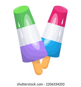 Comprobar este colorido icono plano de helado 