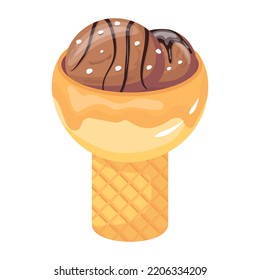 Comprobar este colorido icono plano de helado 
