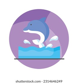 Sehen Sie sich diese kreativ gestaltete Delphin-Ikone im modernen Stil an,