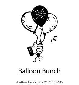 Überprüfen Sie dieses Doodle-Symbol des Ballon-Bündels 