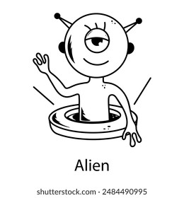 Check this doodle icon showing an alien 