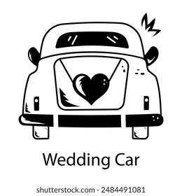 Check this doodle icon of wedding car 