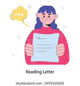Check this doodle mini illustration of reading letter 