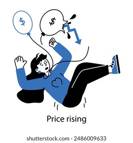 Check this doodle mini illustration of financial loss 