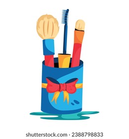 Comprobar este icono plano del organizador de brochas 
