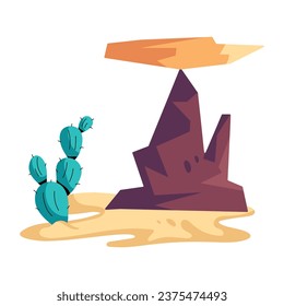 Check this flat icon of cactus rock 