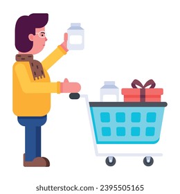Check this flat icon of shopping man 