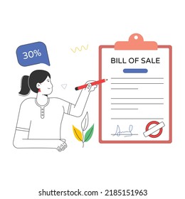Comprobar esta ilustración plana de la factura de venta 
