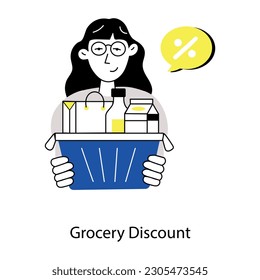 Check this flat illustration of grocery discount 