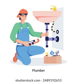 Check this flat illustration of plumber 