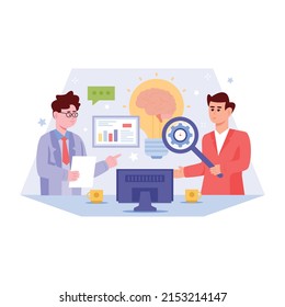 Comprobar esta ilustración plana de la discusión del proyecto 

